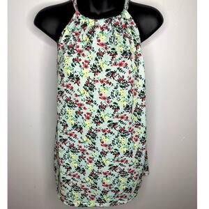 Lime & Chili Women's Small Lite Green Halter Neck Sleeveless Floral Blouse